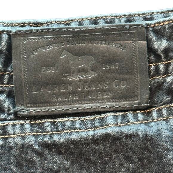 LAUREN JEANS CO. Ralph Lauren Button Front Black Wash Denim Mini Skirt Sz 10P - Picture 8 of 11